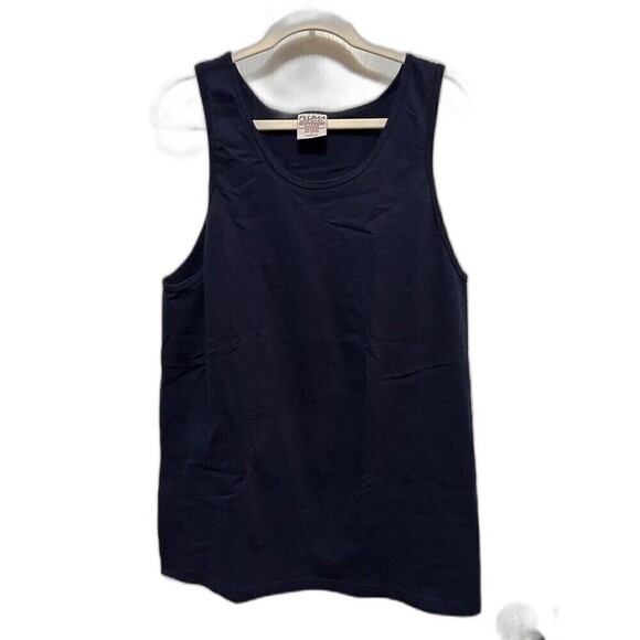 Vintage 90s Pluma Heavyweight Cotton USA Tank Muscle Tee Bodybuilder Navy Mens L - Picture 1 of 14